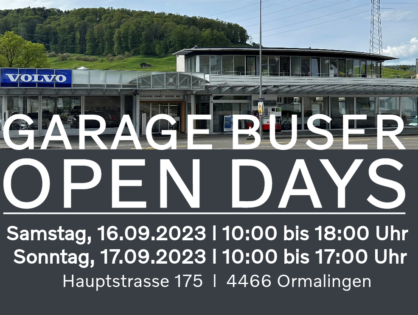 Garage Buser OPEN DAYS - 16.09.23 & 17.09.2023